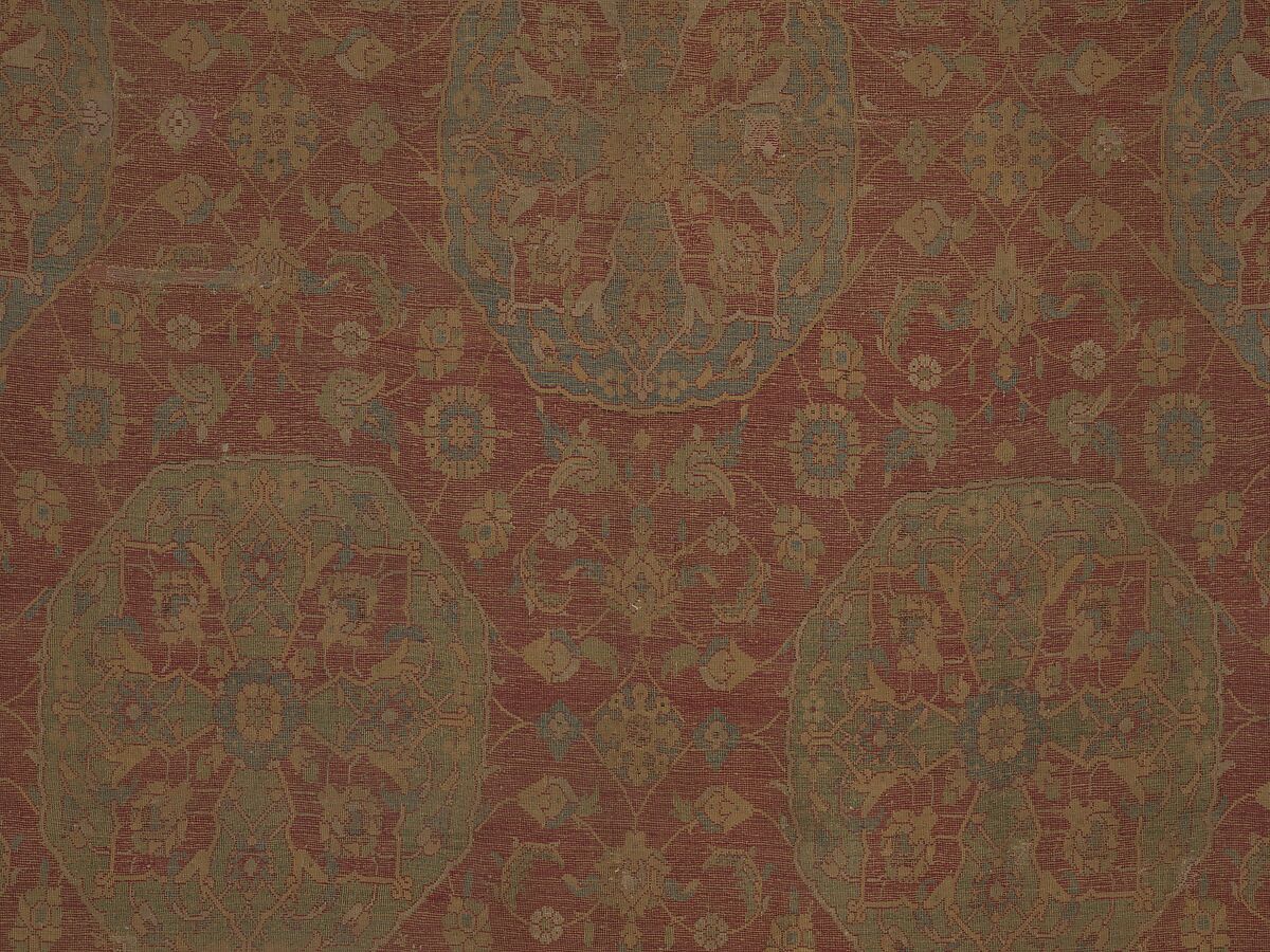 Carpet, Wool (warp, weft and pile); asymmetrically knotted pile