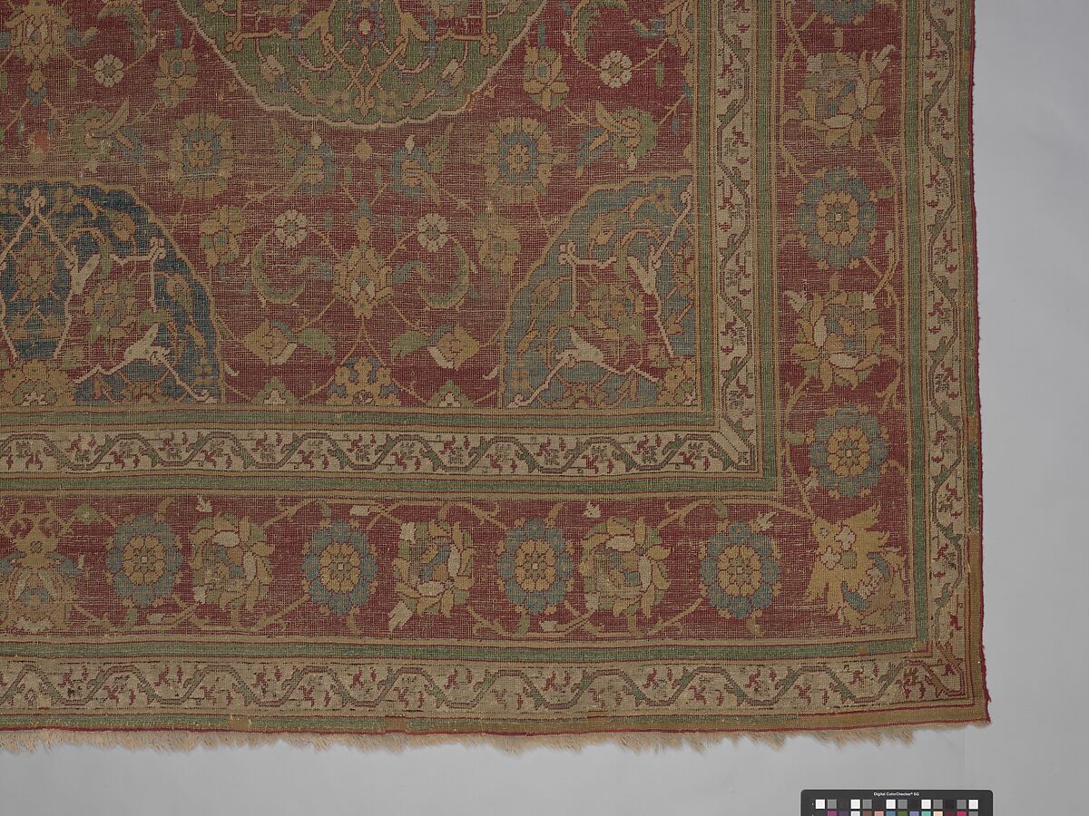 Carpet, Wool (warp, weft and pile); asymmetrically knotted pile