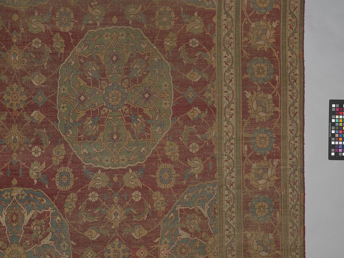 Carpet, Wool (warp, weft and pile); asymmetrically knotted pile