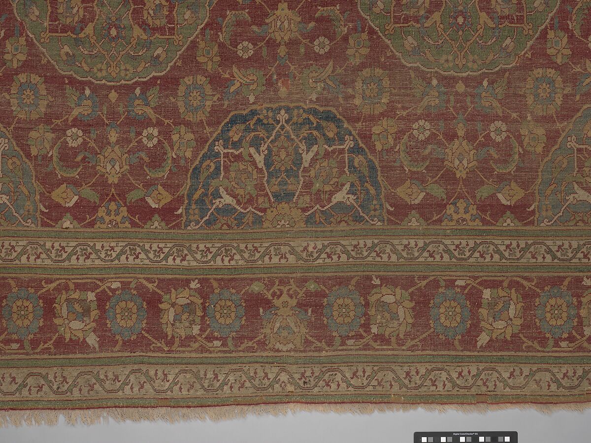 Carpet, Wool (warp, weft and pile); asymmetrically knotted pile