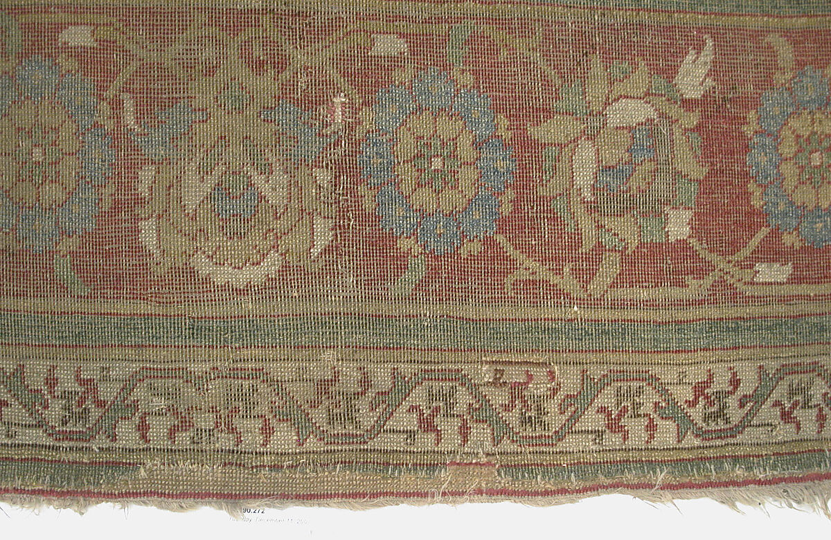 Carpet, Wool (warp, weft and pile); asymmetrically knotted pile