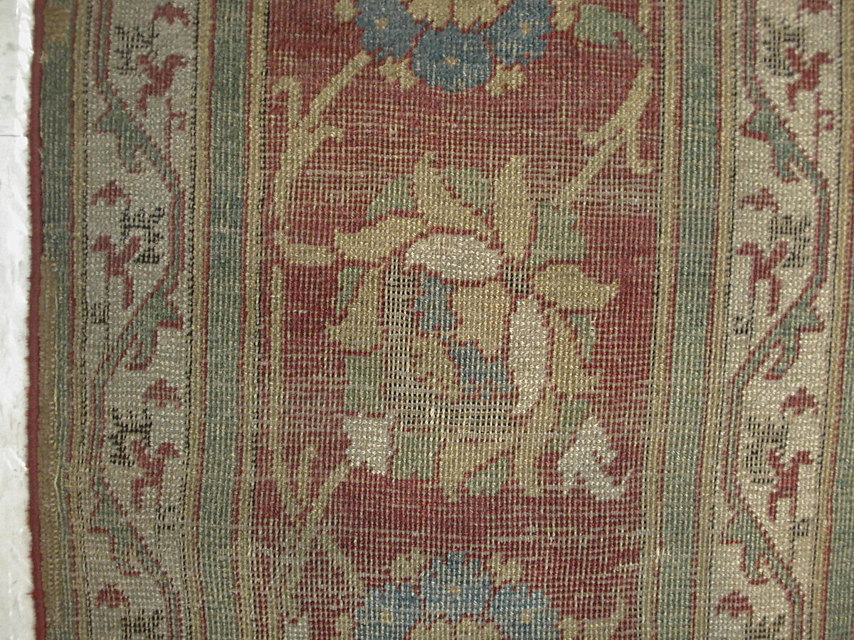 Carpet, Wool (warp, weft and pile); asymmetrically knotted pile