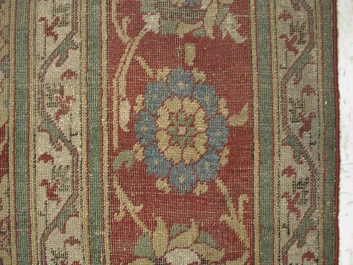 Carpet, Wool (warp, weft and pile); asymmetrically knotted pile