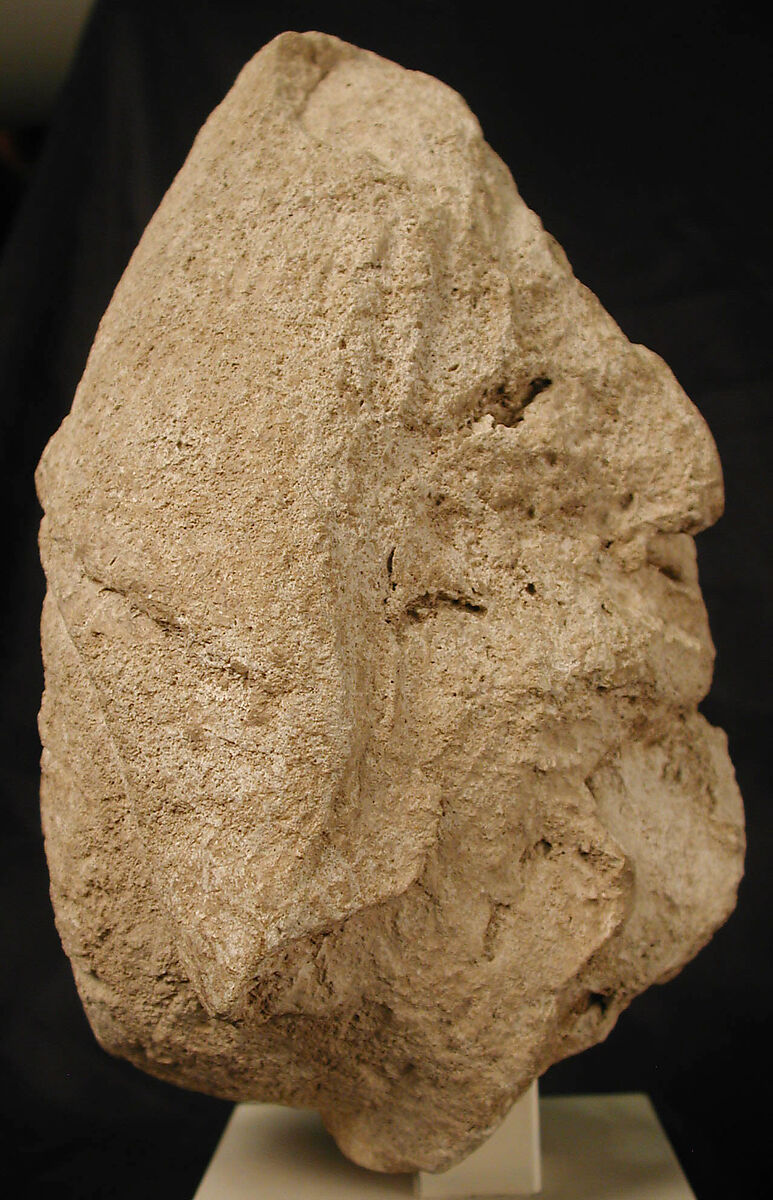 Head of a Central Asian Figure in a Pointed Cap, Gypsum plaster; modeled, carved