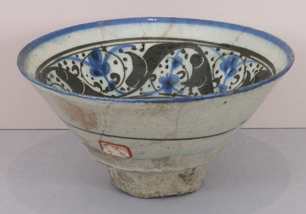 Bowl with Vegetal Motifs, Stonepaste; painted and incised under transparent glaze