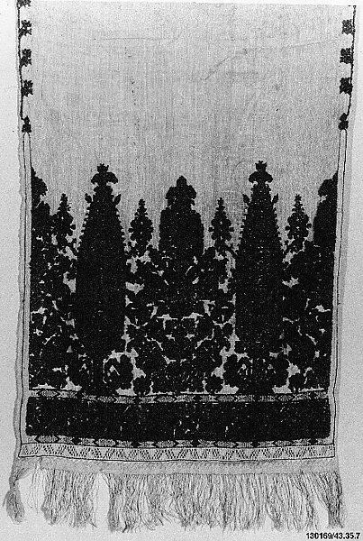 Towel or Scarf, Linen embroidered in silk