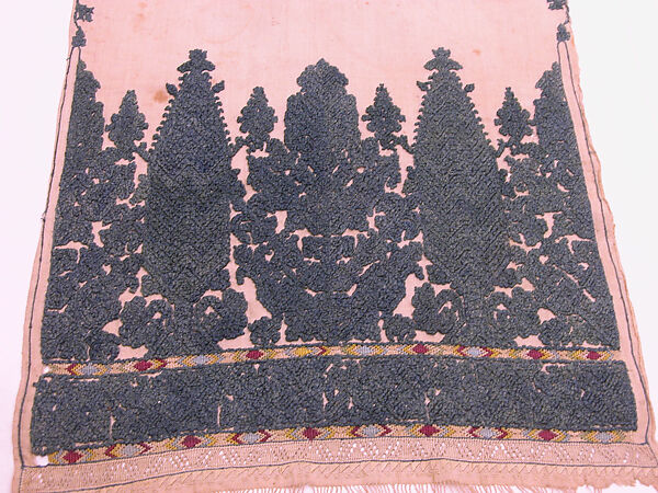 Towel or Scarf, Linen embroidered in silk