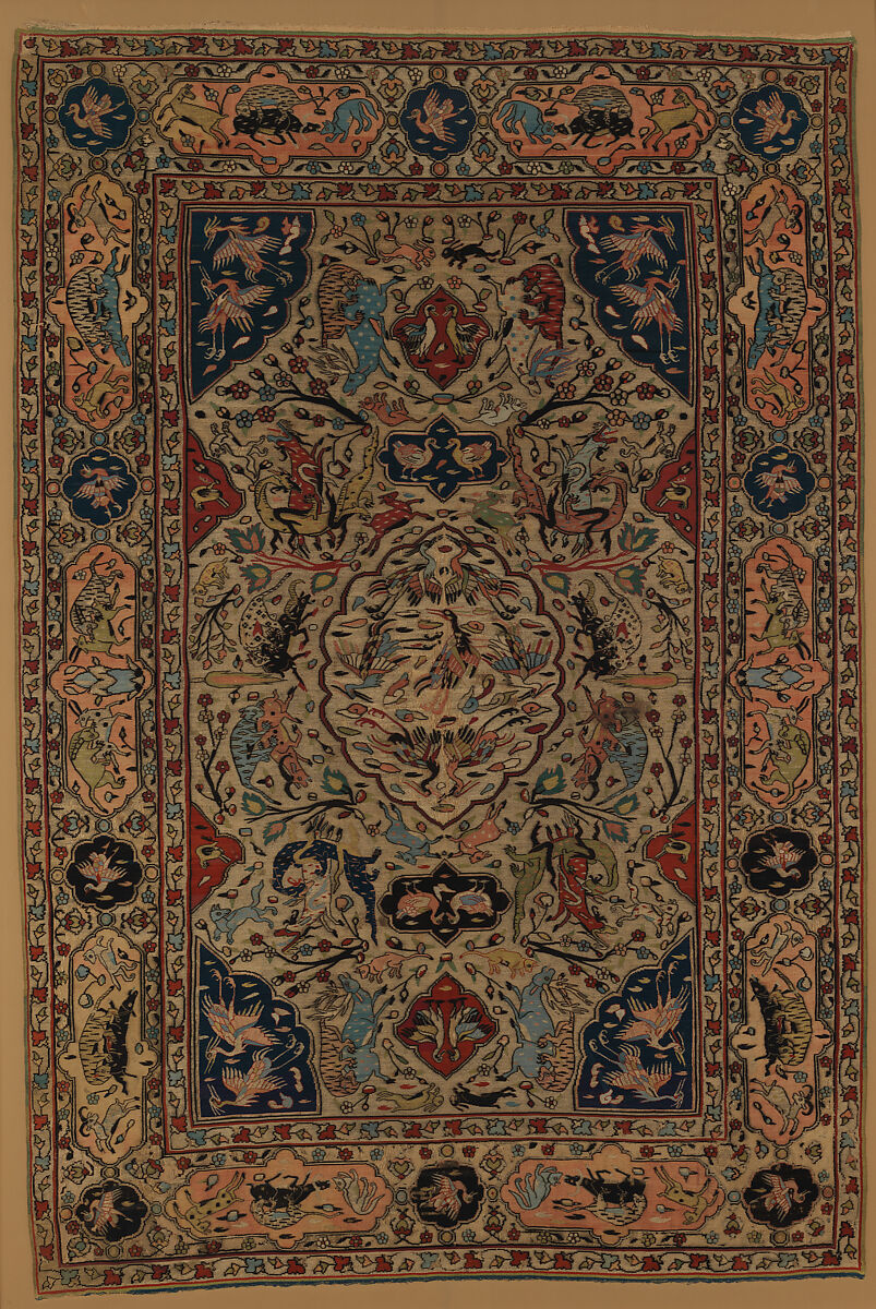 Carpet, Silk, metal wrapped thread; tapestry weave 