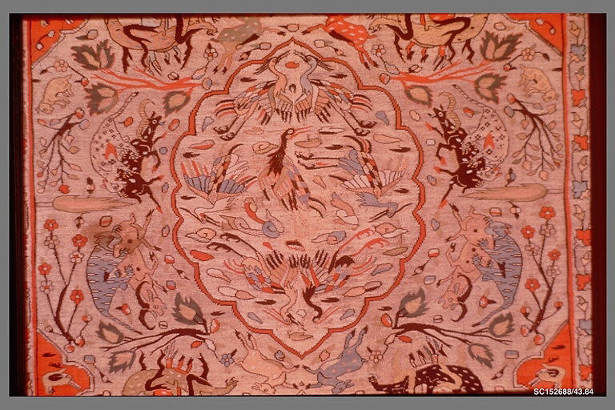 Carpet, Silk, metal wrapped thread; tapestry weave