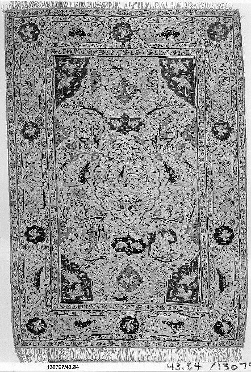 Carpet, Silk, metal wrapped thread; tapestry weave