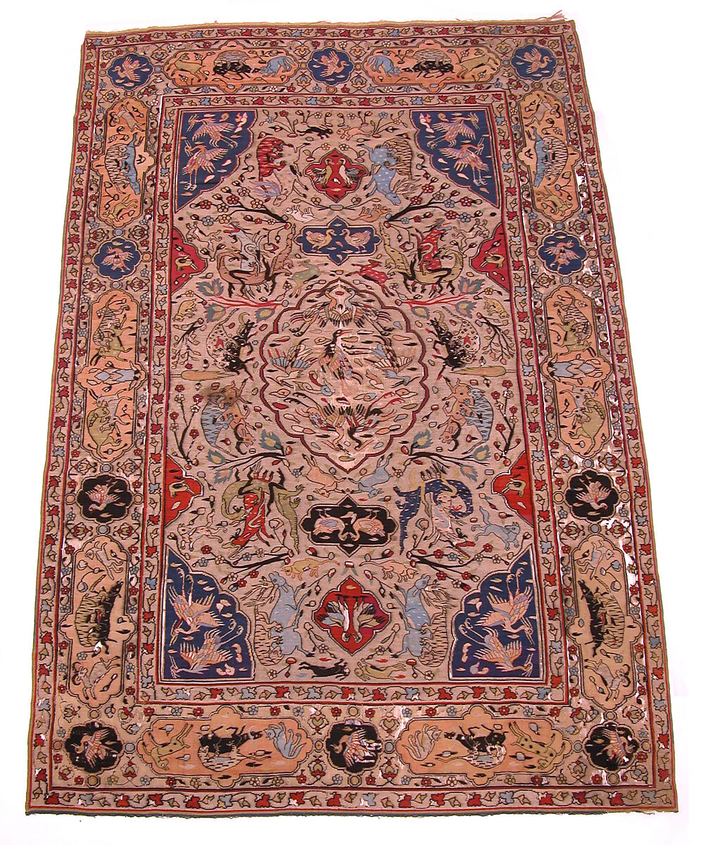 Carpet, Silk, metal wrapped thread; tapestry weave