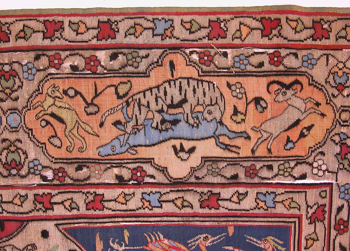 Carpet, Silk, metal wrapped thread; tapestry weave