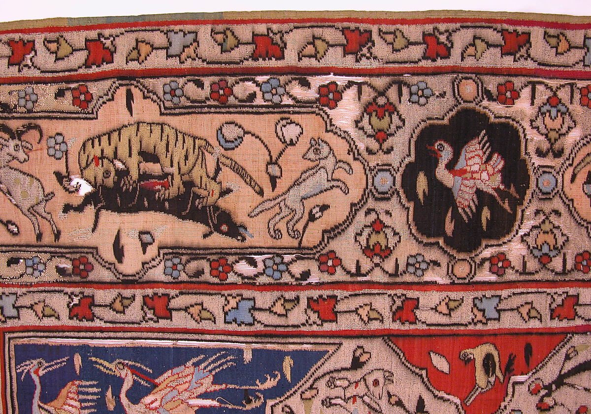 Carpet, Silk, metal wrapped thread; tapestry weave