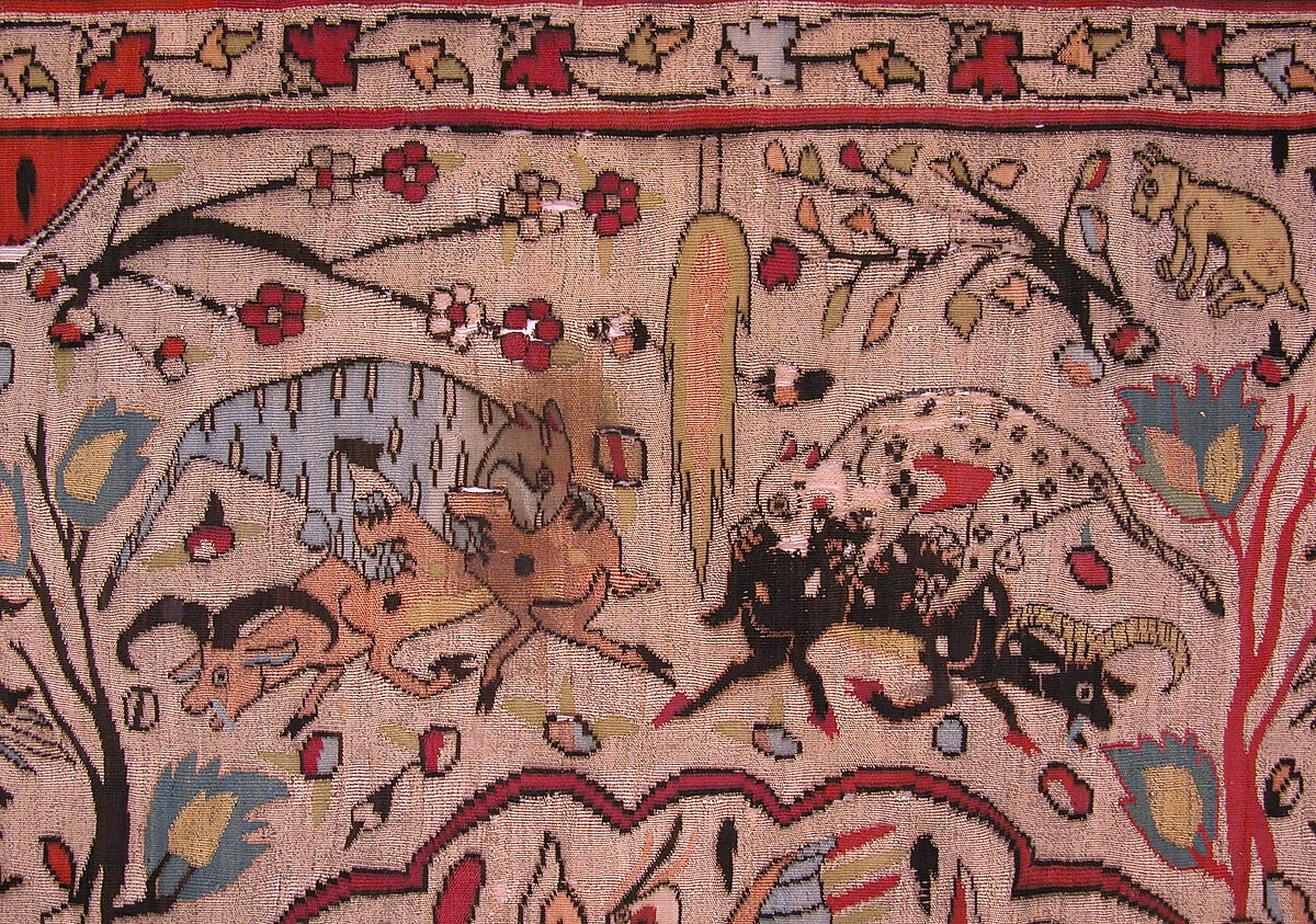 Carpet, Silk, metal wrapped thread; tapestry weave