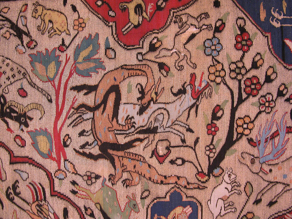 Carpet, Silk, metal wrapped thread; tapestry weave