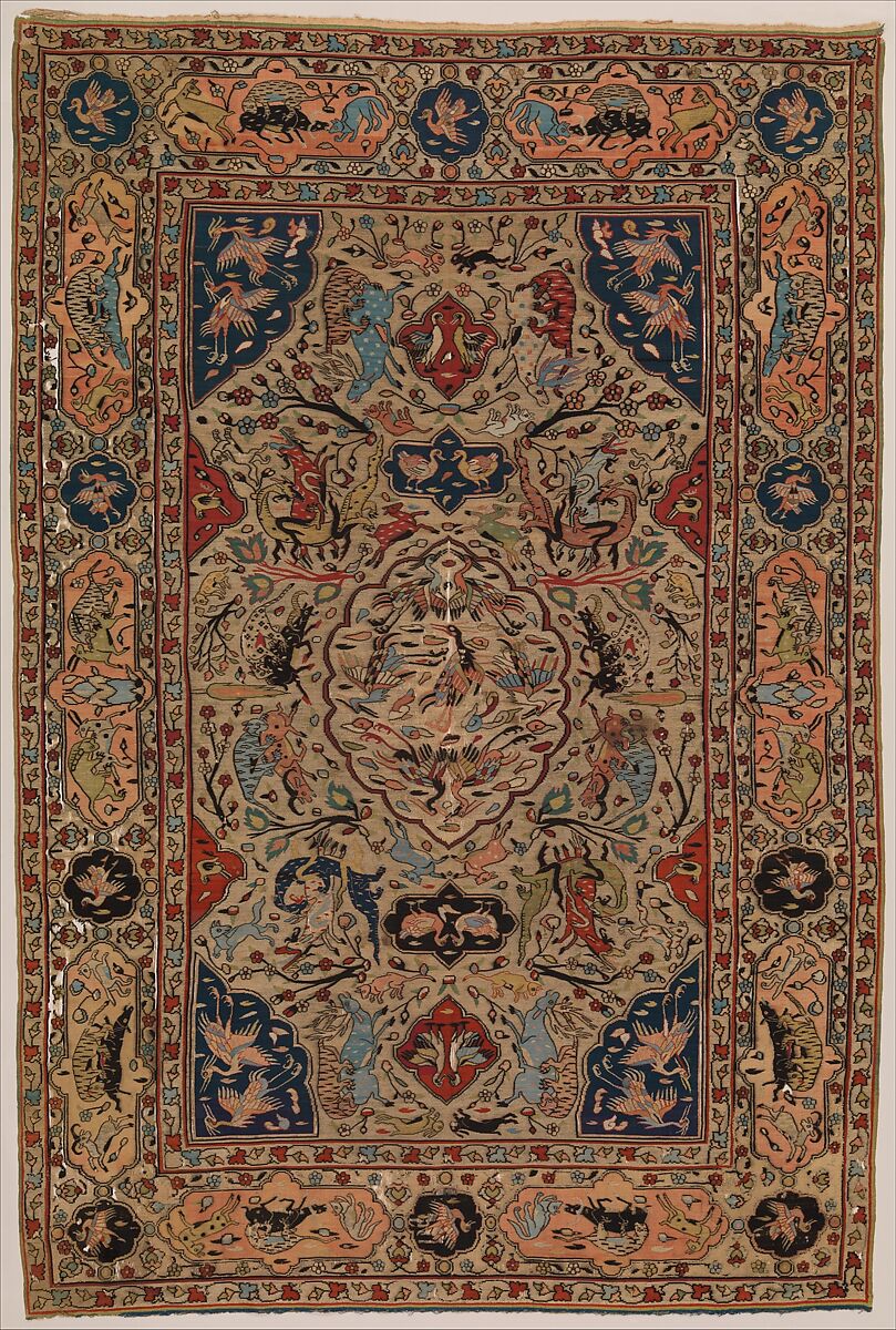 Carpet, Silk, metal wrapped thread; tapestry weave