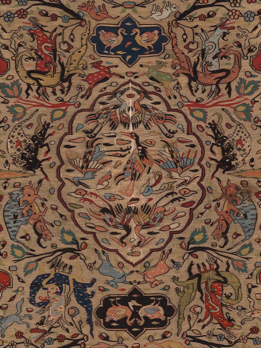 Carpet, Silk, metal wrapped thread; tapestry weave