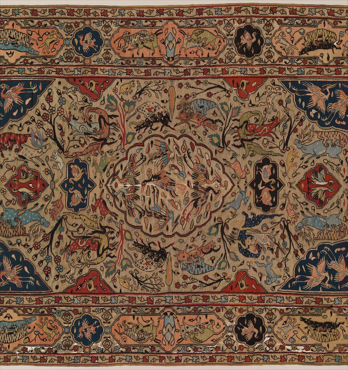Carpet, Silk, metal wrapped thread; tapestry weave