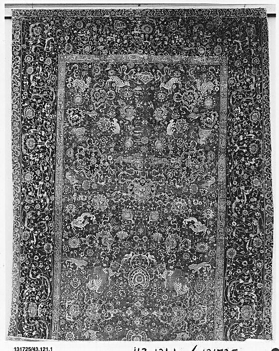 The Emperor's Carpet, Silk (warp and weft), wool (pile); asymmetrically knotted pile