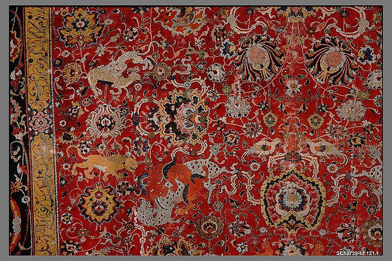 The Emperor's Carpet, Silk (warp and weft), wool (pile); asymmetrically knotted pile
