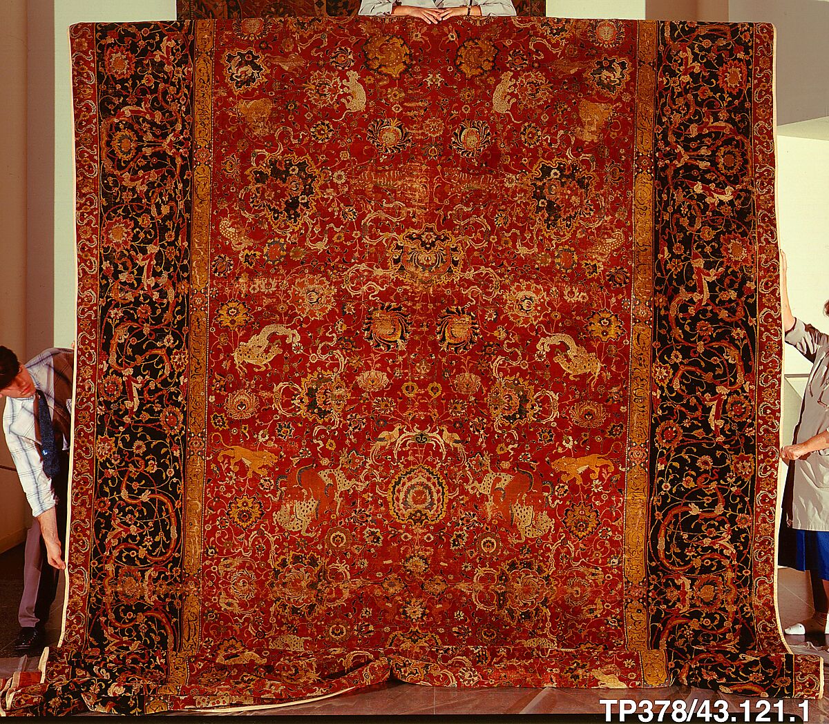 The Emperor's Carpet, Silk (warp and weft), wool (pile); asymmetrically knotted pile