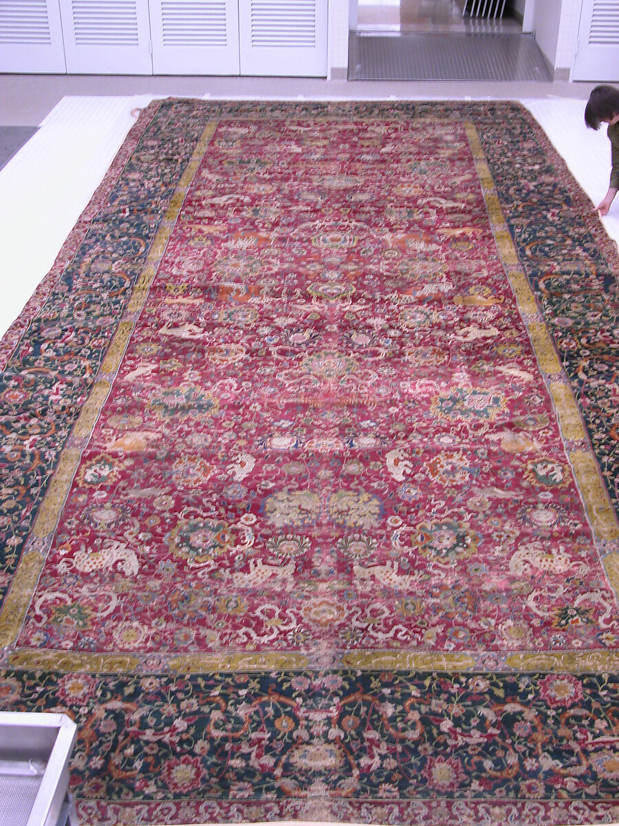 The Emperor's Carpet, Silk (warp and weft), wool (pile); asymmetrically knotted pile