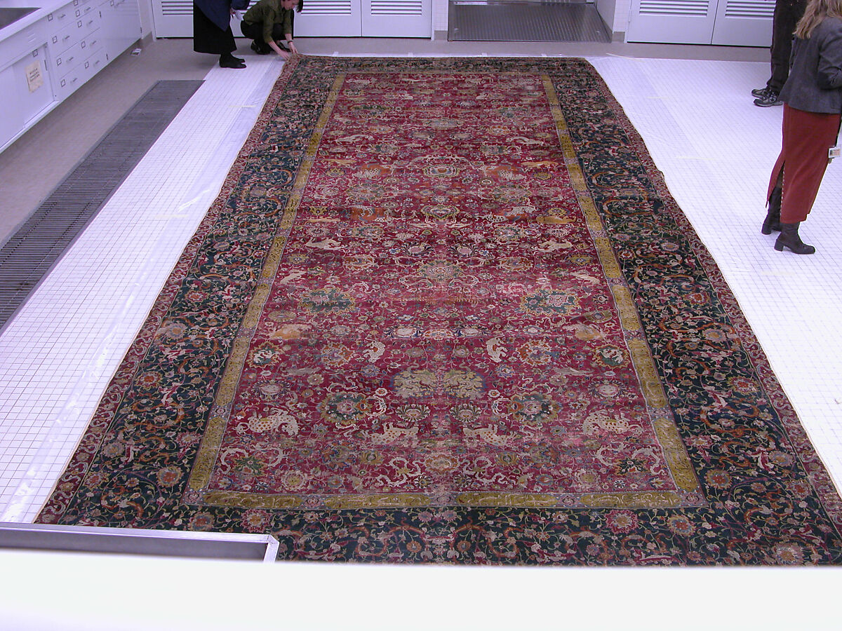The Emperor's Carpet, Silk (warp and weft), wool (pile); asymmetrically knotted pile