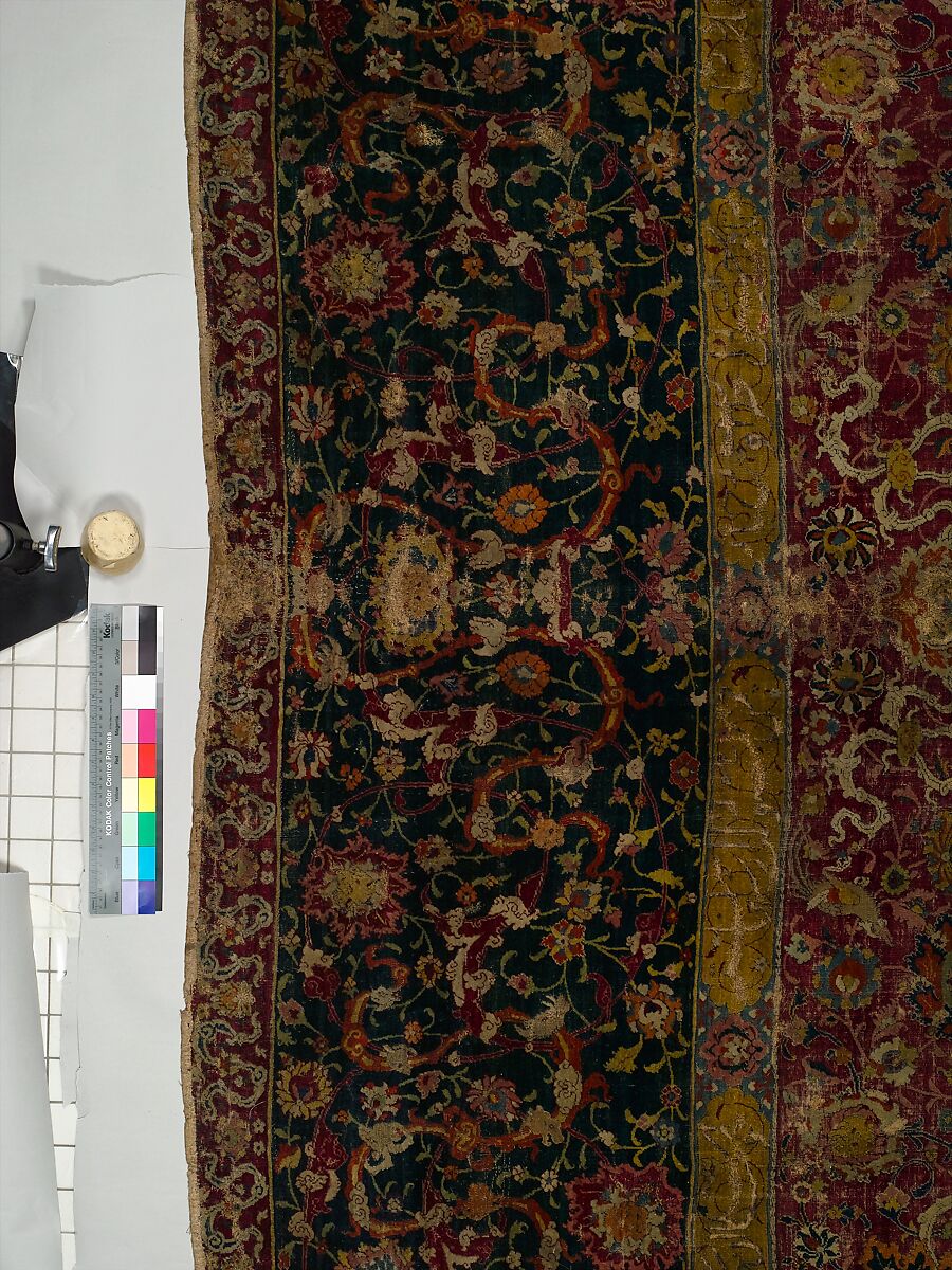 The Emperor's Carpet, Silk (warp and weft), wool (pile); asymmetrically knotted pile