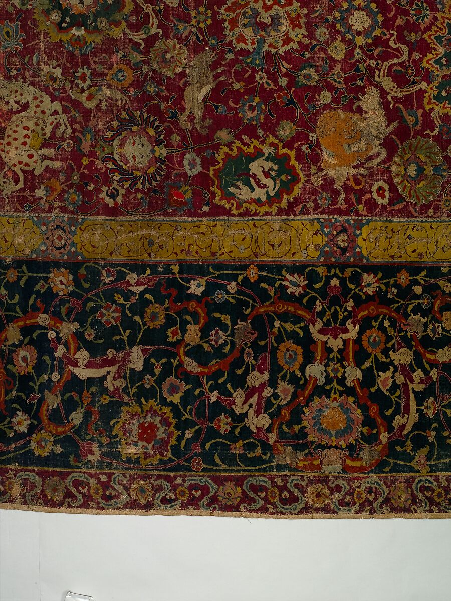 The Emperor's Carpet, Silk (warp and weft), wool (pile); asymmetrically knotted pile