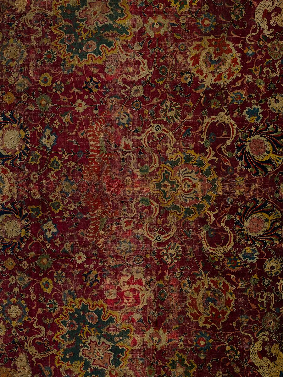 The Emperor's Carpet, Silk (warp and weft), wool (pile); asymmetrically knotted pile