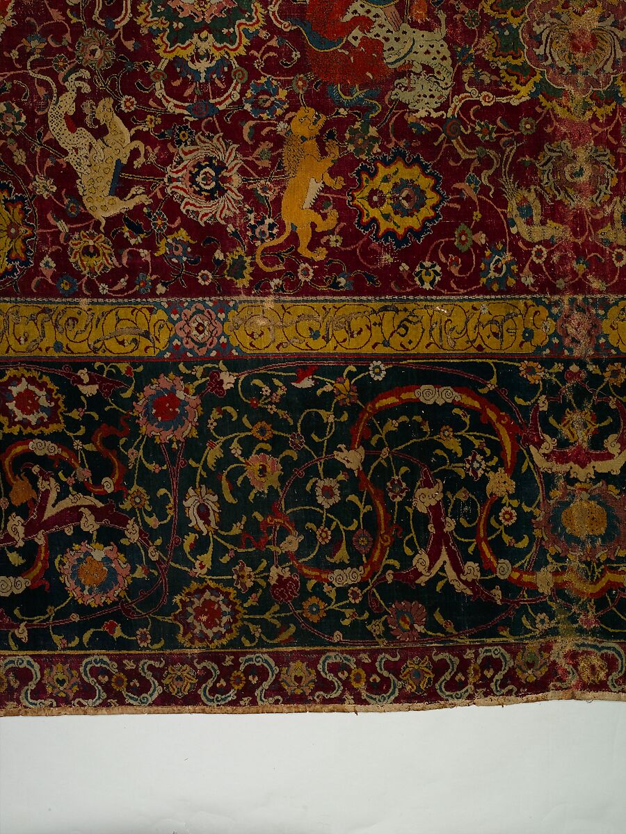 The Emperor's Carpet, Silk (warp and weft), wool (pile); asymmetrically knotted pile