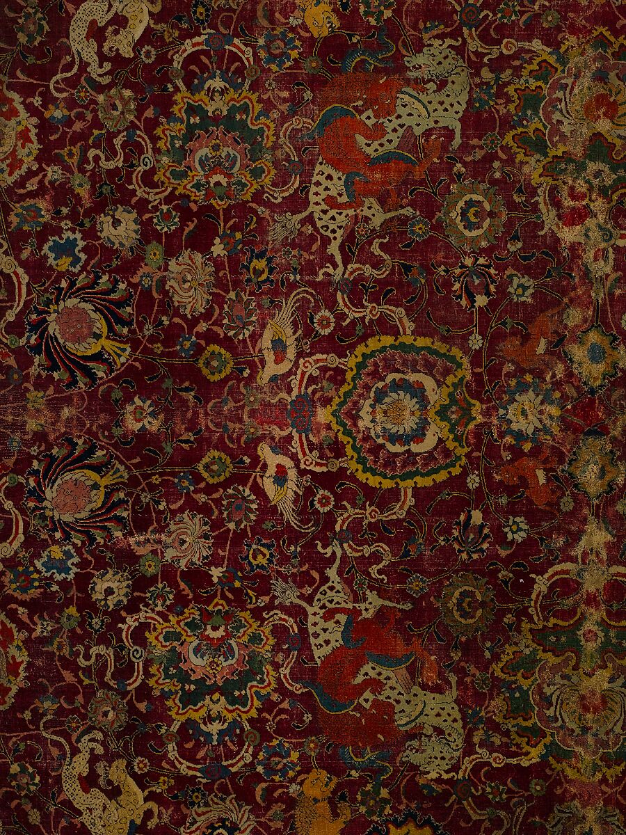 The Emperor's Carpet, Silk (warp and weft), wool (pile); asymmetrically knotted pile