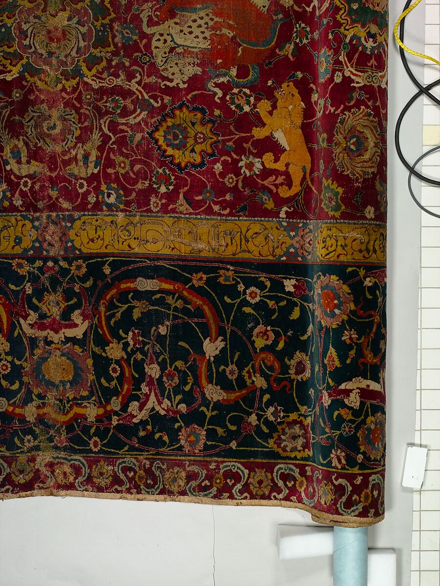 The Emperor's Carpet, Silk (warp and weft), wool (pile); asymmetrically knotted pile