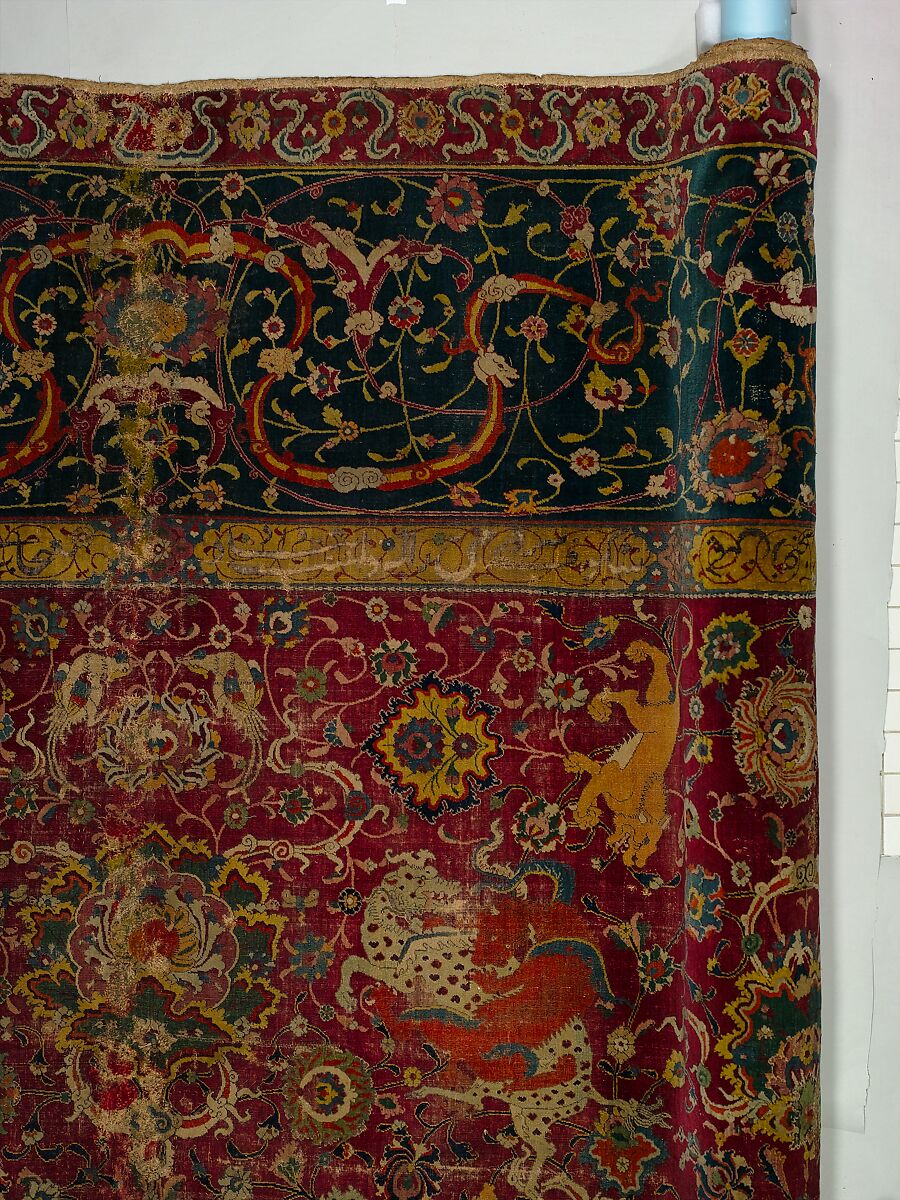 The Emperor's Carpet, Silk (warp and weft), wool (pile); asymmetrically knotted pile