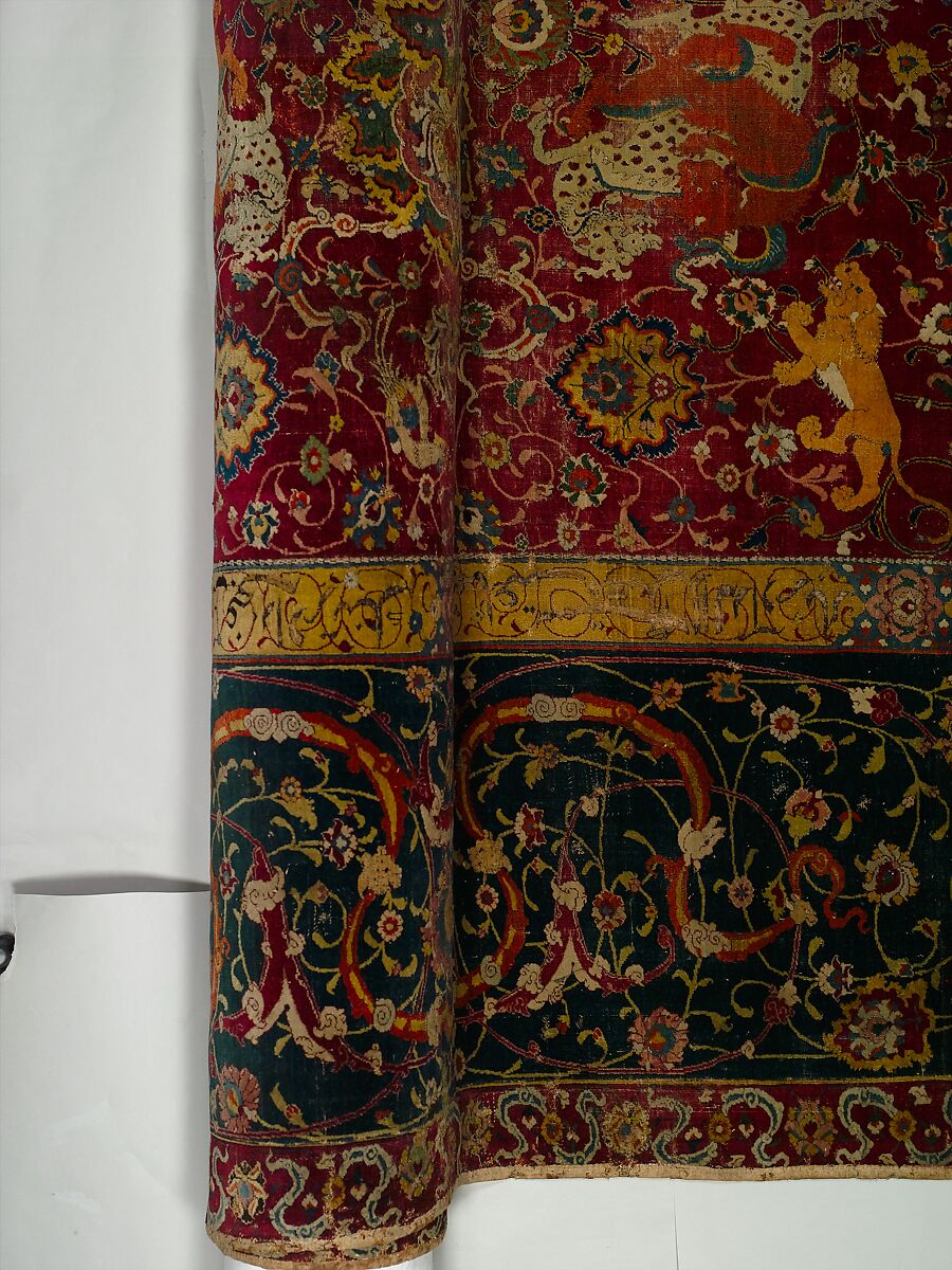 The Emperor's Carpet, Silk (warp and weft), wool (pile); asymmetrically knotted pile