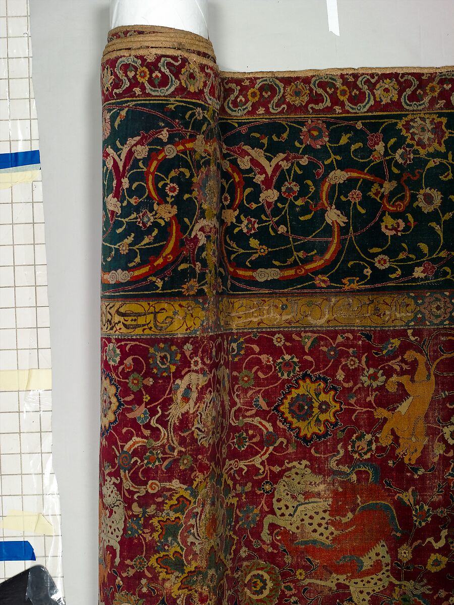 The Emperor's Carpet, Silk (warp and weft), wool (pile); asymmetrically knotted pile