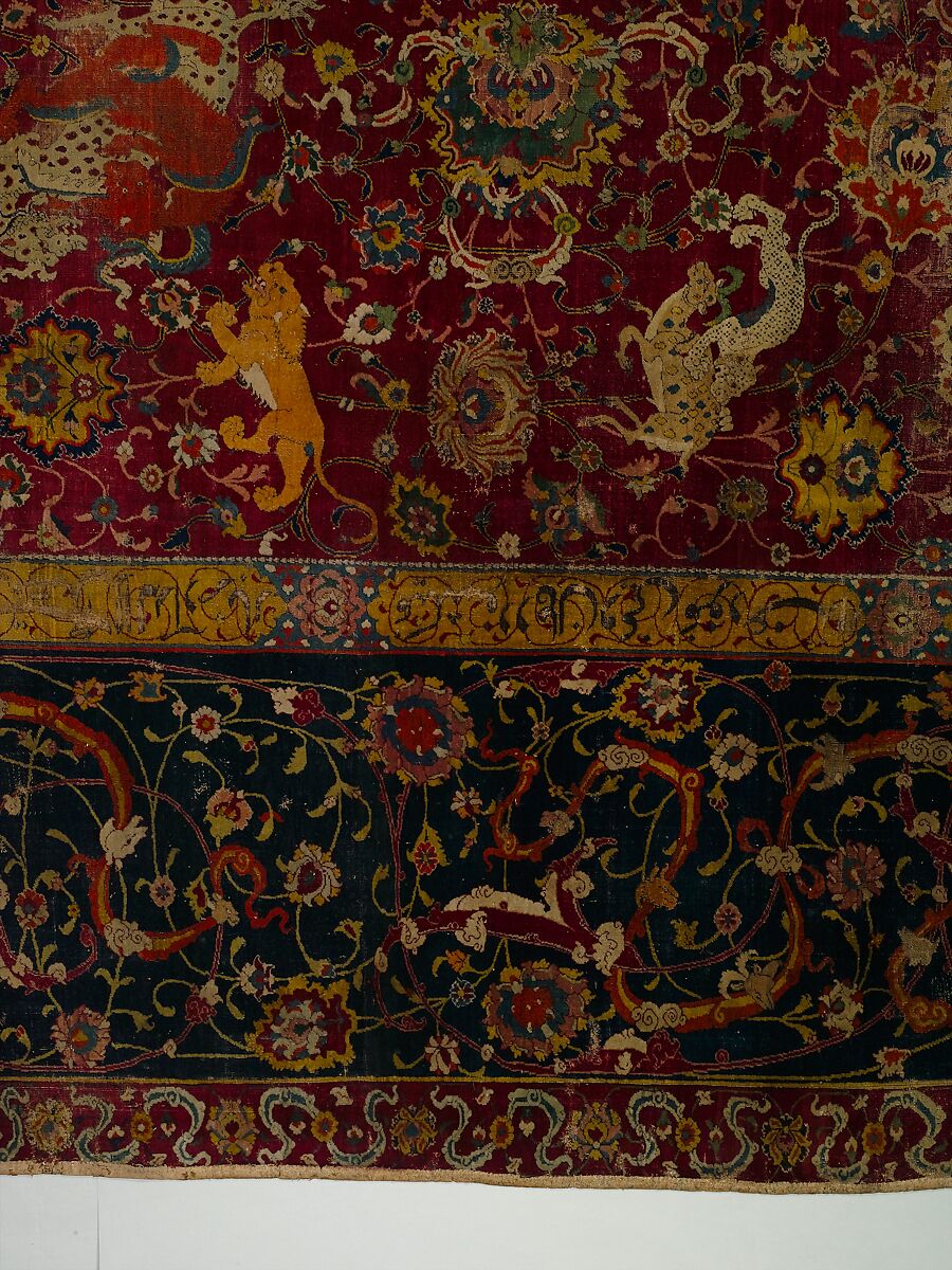 The Emperor's Carpet, Silk (warp and weft), wool (pile); asymmetrically knotted pile