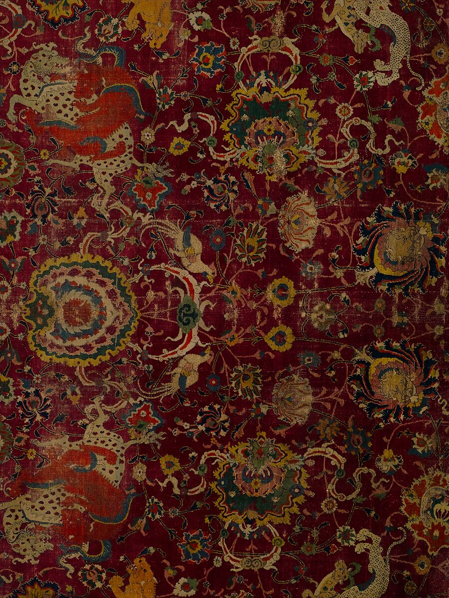 The Emperor's Carpet, Silk (warp and weft), wool (pile); asymmetrically knotted pile
