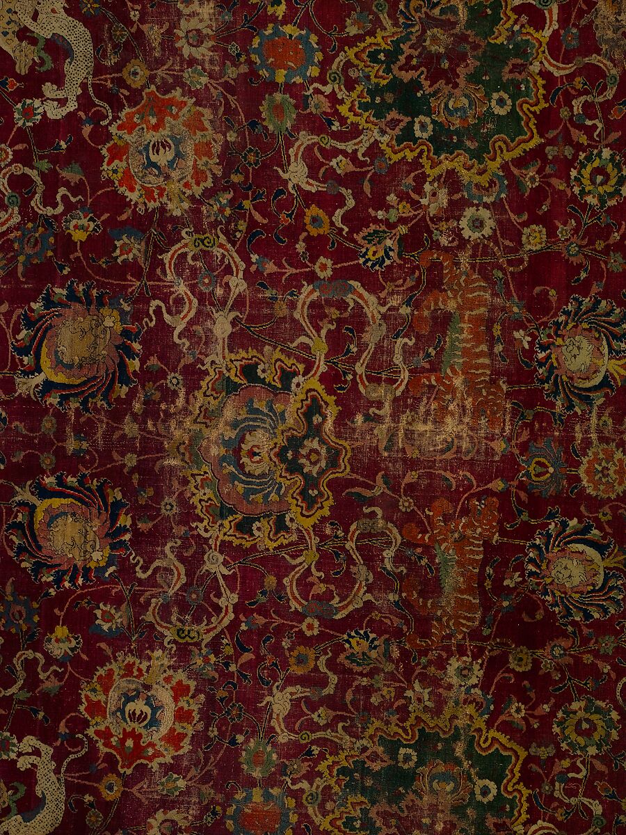 The Emperor's Carpet, Silk (warp and weft), wool (pile); asymmetrically knotted pile