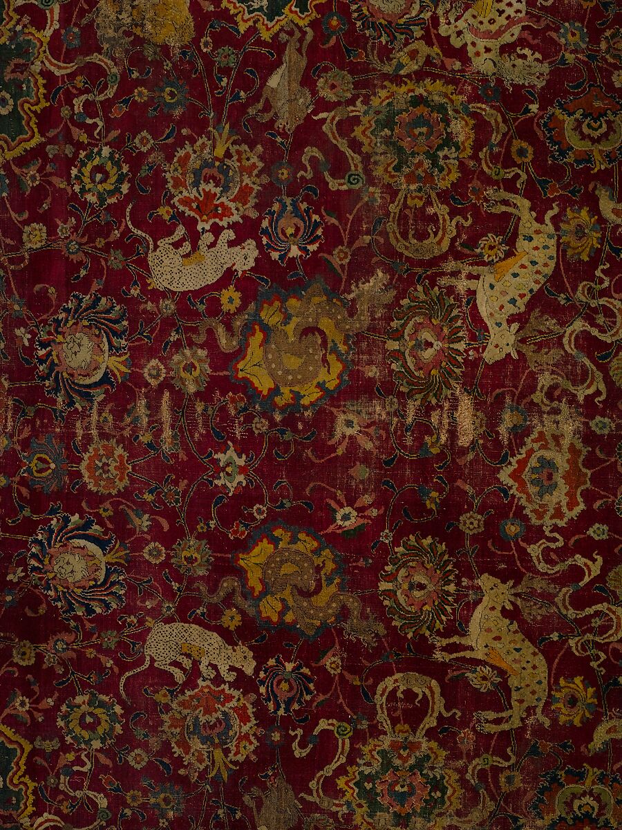 The Emperor's Carpet, Silk (warp and weft), wool (pile); asymmetrically knotted pile