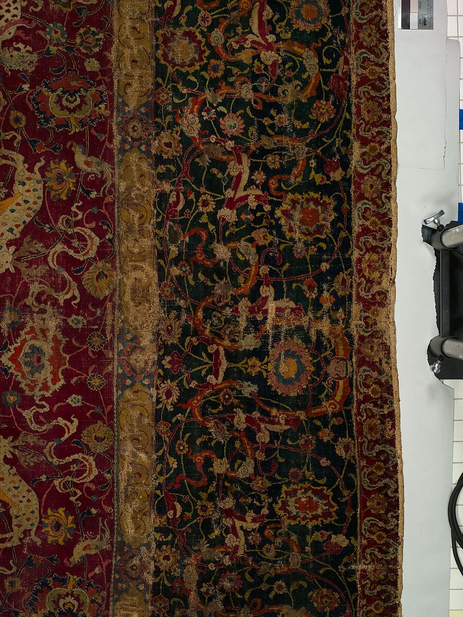 The Emperor's Carpet, Silk (warp and weft), wool (pile); asymmetrically knotted pile