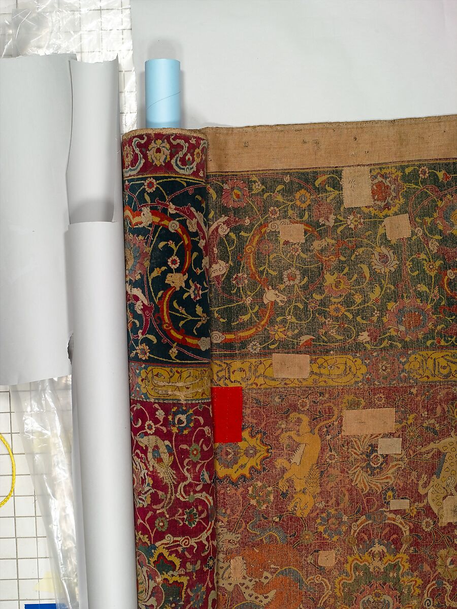 The Emperor's Carpet, Silk (warp and weft), wool (pile); asymmetrically knotted pile