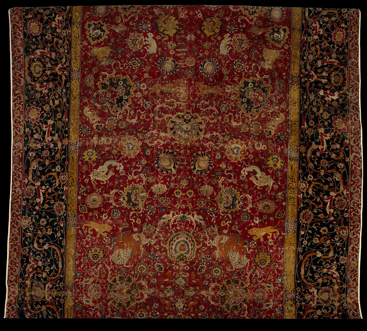 The Emperor's Carpet, Silk (warp and weft), wool (pile); asymmetrically knotted pile