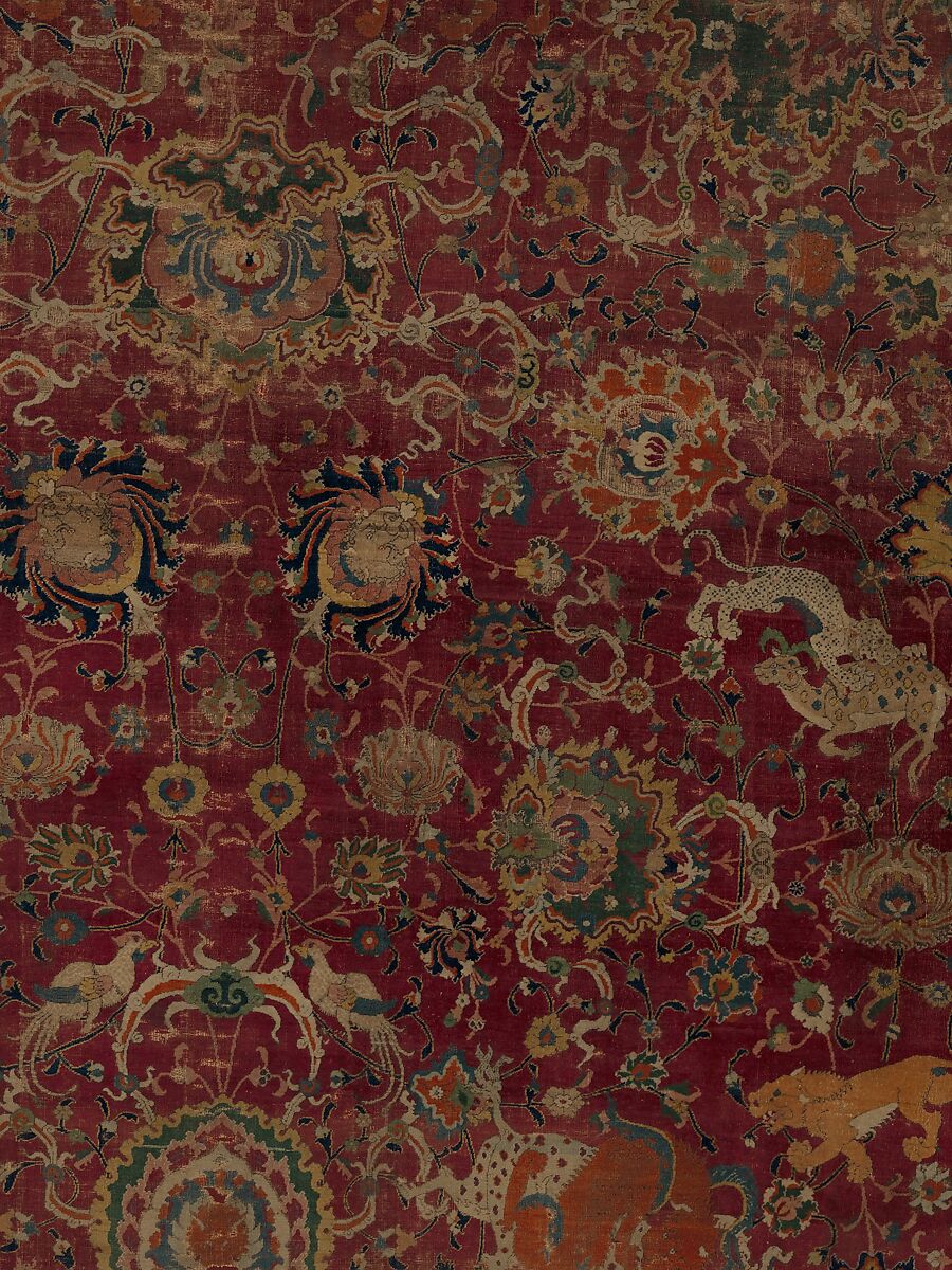 The Emperor's Carpet, Silk (warp and weft), wool (pile); asymmetrically knotted pile