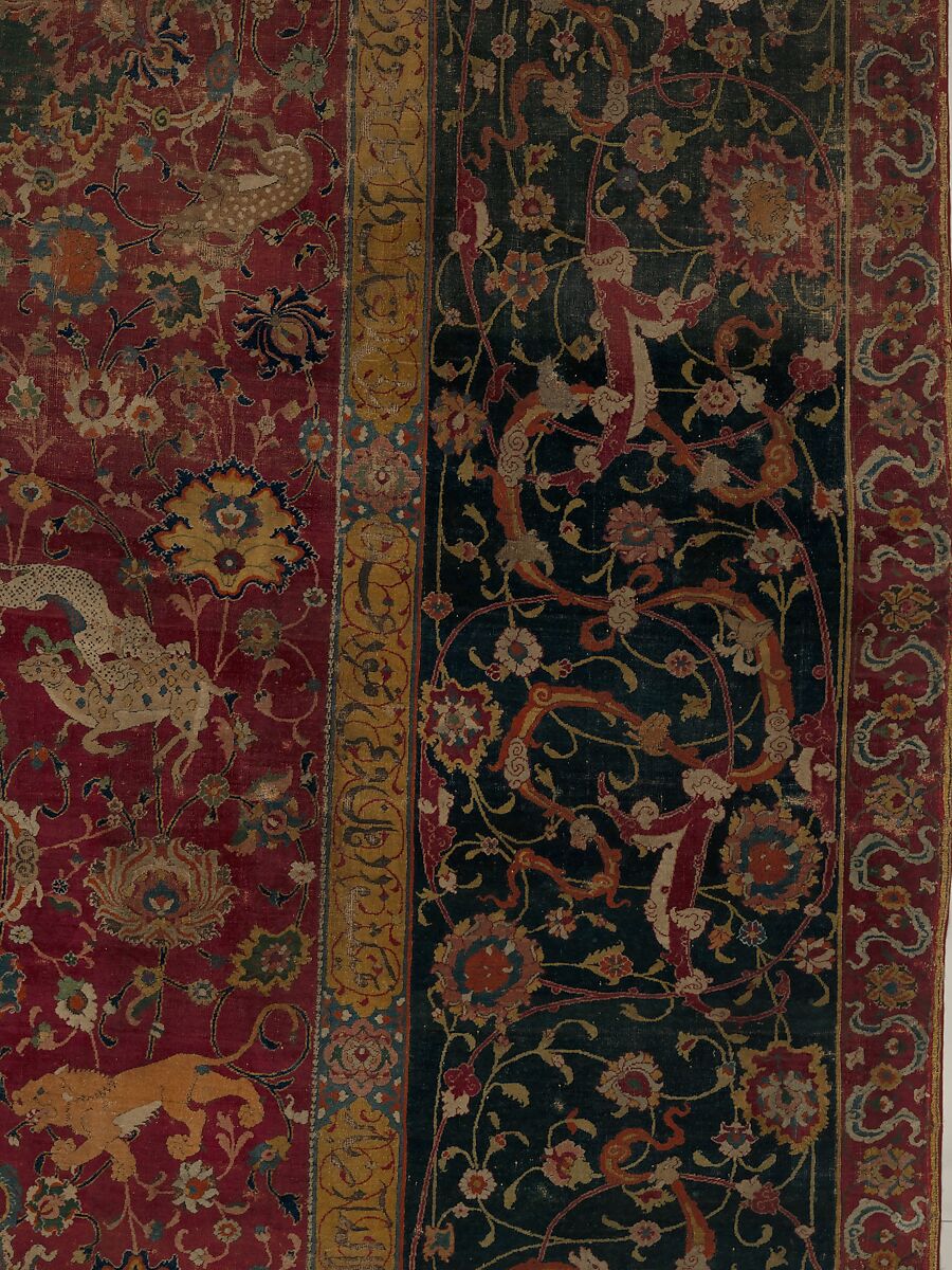 The Emperor's Carpet, Silk (warp and weft), wool (pile); asymmetrically knotted pile