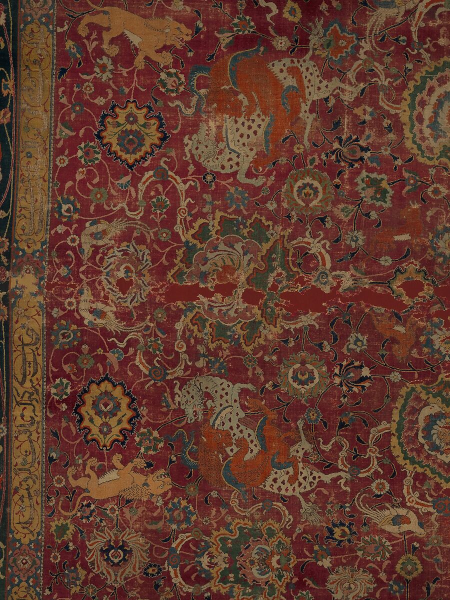 The Emperor's Carpet, Silk (warp and weft), wool (pile); asymmetrically knotted pile