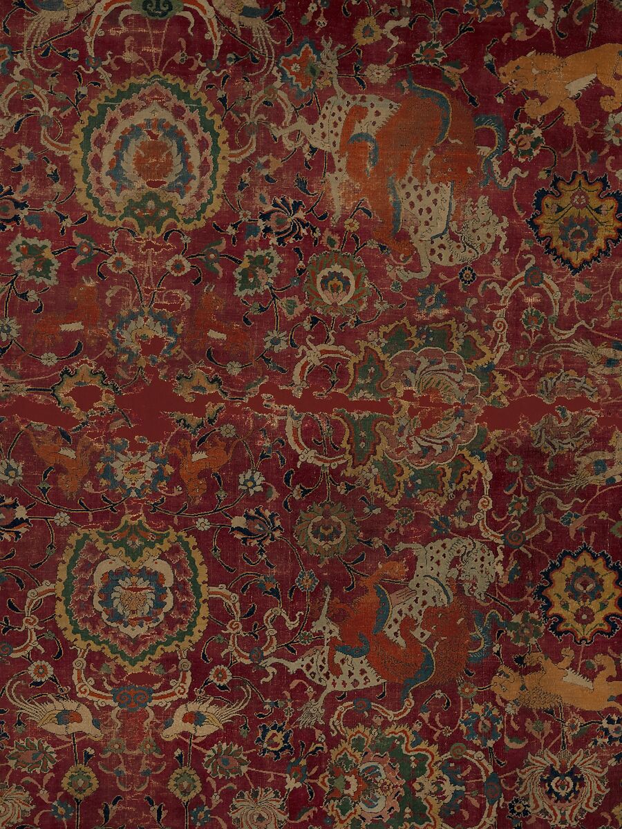 The Emperor's Carpet, Silk (warp and weft), wool (pile); asymmetrically knotted pile