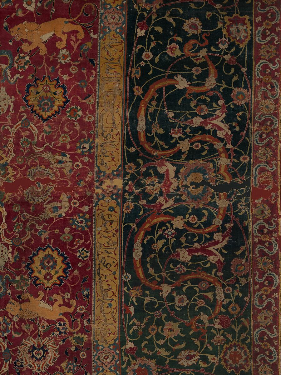 The Emperor's Carpet, Silk (warp and weft), wool (pile); asymmetrically knotted pile