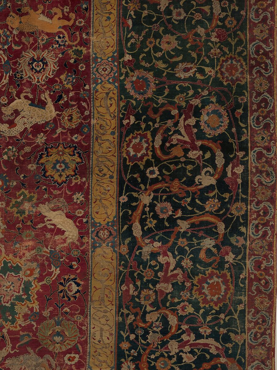 The Emperor's Carpet, Silk (warp and weft), wool (pile); asymmetrically knotted pile