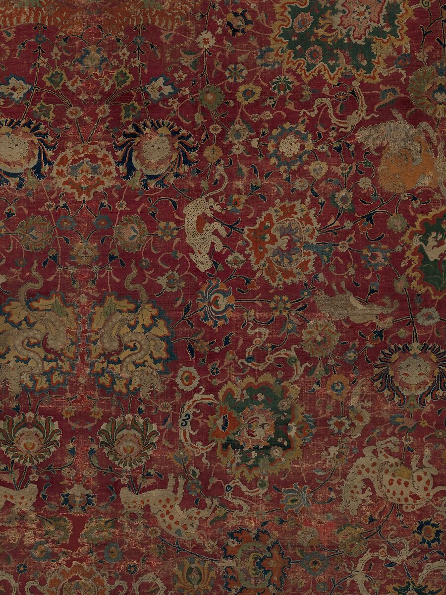 The Emperor's Carpet, Silk (warp and weft), wool (pile); asymmetrically knotted pile